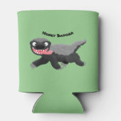 Grappig hongerige honingbadger cartoon illustratie blikjeskoeler (Achterkant)