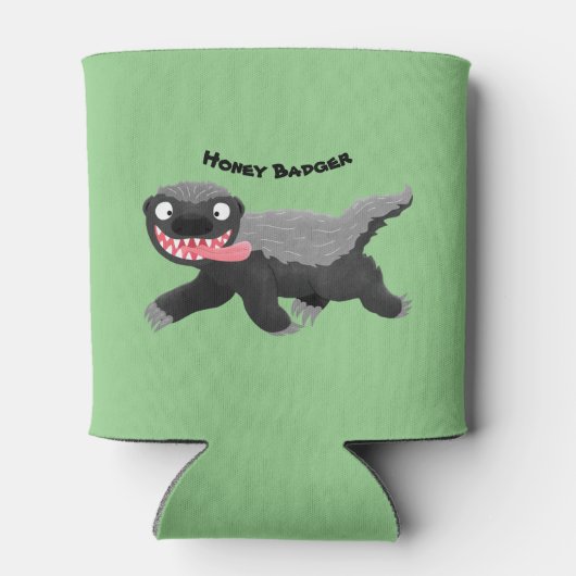 Grappig hongerige honingbadger cartoon illustratie blikjeskoeler (Achterkant)