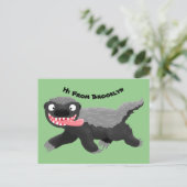 Grappig hongerige honingbadger cartoon illustratie briefkaart (Staand voorkant)