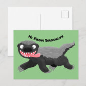 Grappig hongerige honingbadger cartoon illustratie briefkaart (Voorkant / Achterkant)