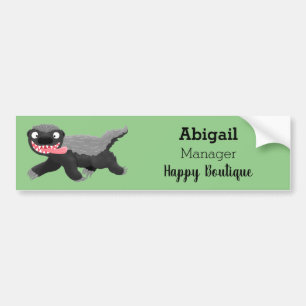 Grappig hongerige honingbadger cartoon illustratie bumpersticker