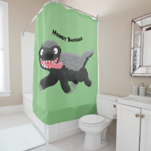Grappig hongerige honingbadger cartoon illustratie douchegordijn