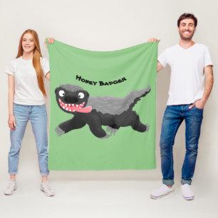 Grappig hongerige honingbadger cartoon illustratie fleece deken