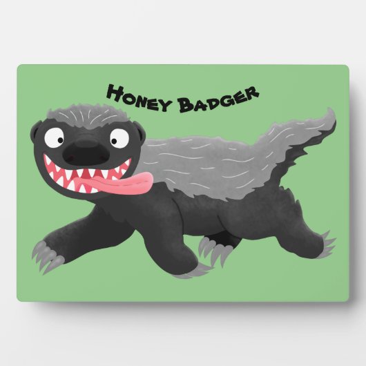 Grappig hongerige honingbadger cartoon illustratie fotoplaat (voorkant)