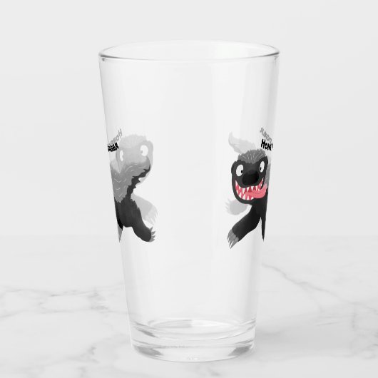 Grappig hongerige honingbadger cartoon illustratie glas (Links)