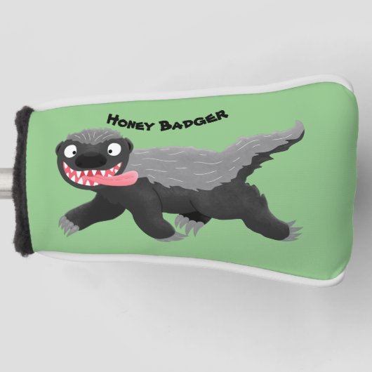 Grappig hongerige honingbadger cartoon illustratie golfheadcover (Voorkant)