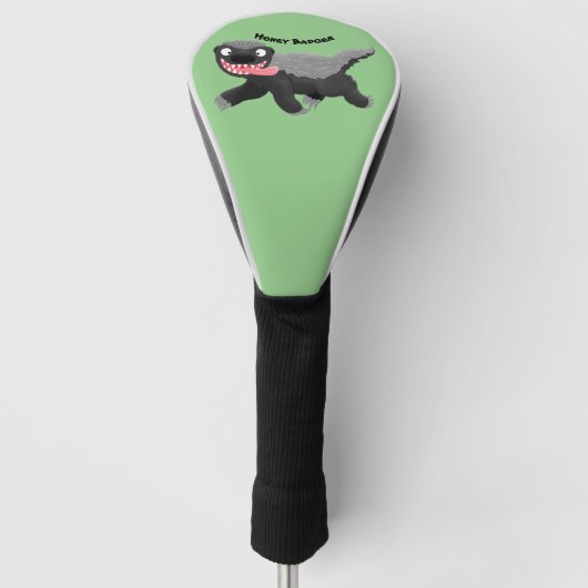 Grappig hongerige honingbadger cartoon illustratie golfheadcover (Voorkant)