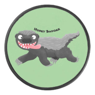 Grappig hongerige honingbadger cartoon illustratie hockey puck