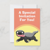 Grappig hongerige honingbadger cartoon illustratie kaart (Achterkant)