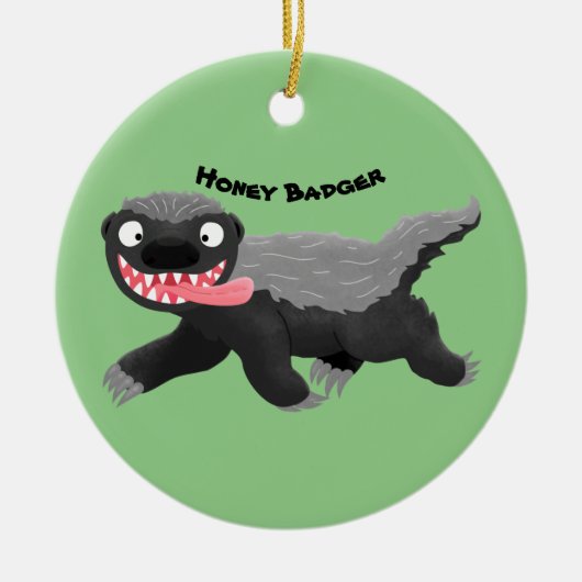 Grappig hongerige honingbadger cartoon illustratie keramisch ornament (Voorkant)