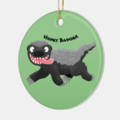 Grappig hongerige honingbadger cartoon illustratie keramisch ornament (Links)
