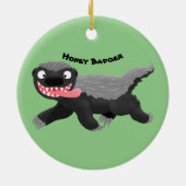 Grappig hongerige honingbadger cartoon illustratie keramisch ornament (Achterkant)
