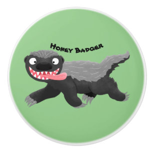 Grappig hongerige honingbadger cartoon illustratie keramische knop