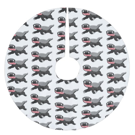 Grappig hongerige honingbadger cartoon illustratie kerstboom rok (Voorkant)