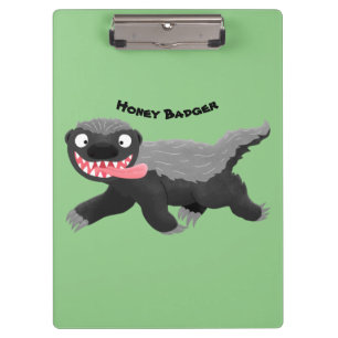 Grappig hongerige honingbadger cartoon illustratie klembord