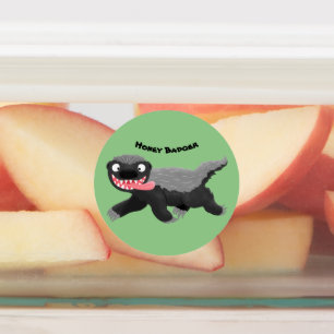 Grappig hongerige honingbadger cartoon illustratie labels