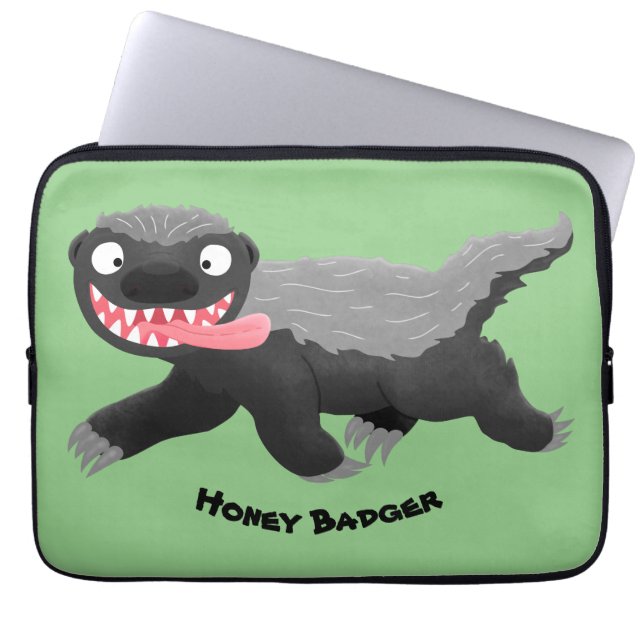 Grappig hongerige honingbadger cartoon illustratie laptop sleeve (Voorkant)