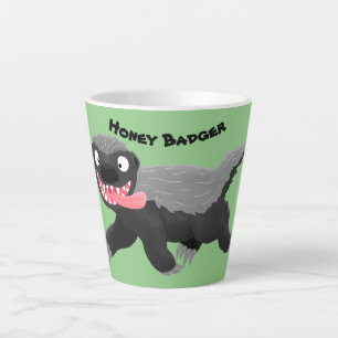 Grappig hongerige honingbadger cartoon illustratie latte mok