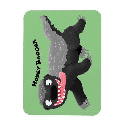 Grappig hongerige honingbadger cartoon illustratie magneet (Verticaal)