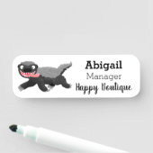 Grappig hongerige honingbadger cartoon illustratie naamplaatje (In situ)