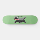 Grappig hongerige honingbadger cartoon illustratie persoonlijk skateboard (Horizontaal)
