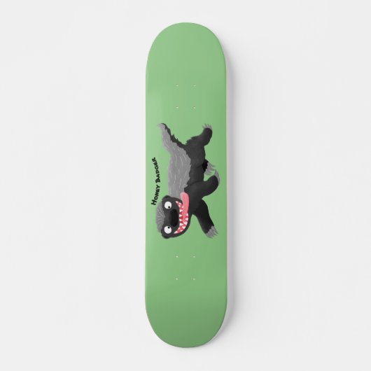 Grappig hongerige honingbadger cartoon illustratie persoonlijk skateboard (Voorkant)