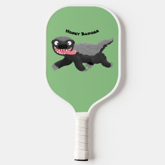 Grappig hongerige honingbadger cartoon illustratie pickleball paddle (Achterkant)