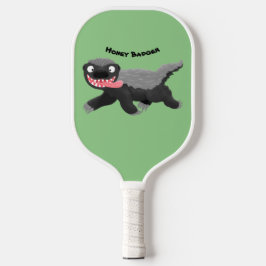Grappig hongerige honingbadger cartoon illustratie pickleball paddle
