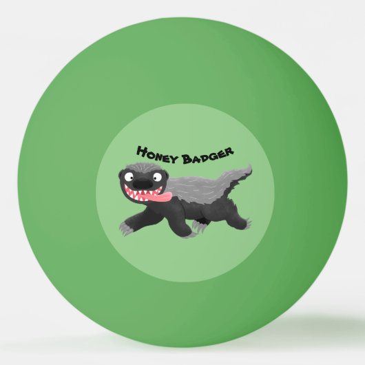 Grappig hongerige honingbadger cartoon illustratie pingpongbal (Voorkant)
