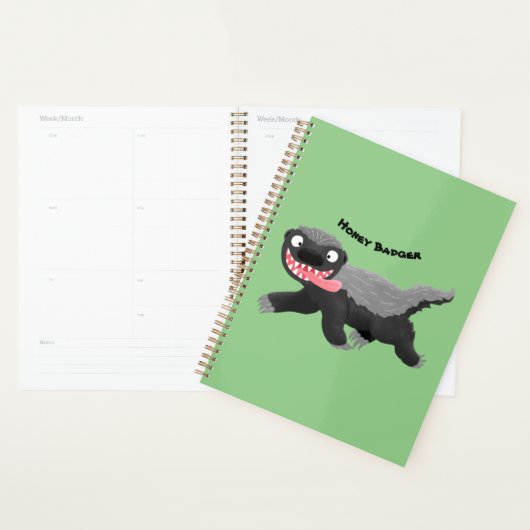 Grappig hongerige honingbadger cartoon illustratie planner (Display)