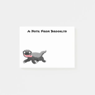 Grappig hongerige honingbadger cartoon illustratie post-it® notes