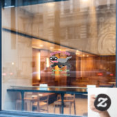 Grappig hongerige honingbadger cartoon illustratie raamsticker (Cafe Raam)