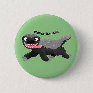 Grappig hongerige honingbadger cartoon illustratie ronde button 5,7 cm