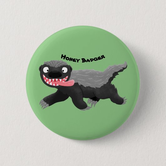 Grappig hongerige honingbadger cartoon illustratie ronde button 5,7 cm (Voorkant)
