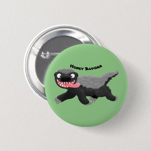 Grappig hongerige honingbadger cartoon illustratie ronde button 5,7 cm (Voorkant /achterkant)