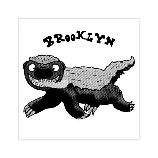 Grappig hongerige honingbadger cartoon illustratie rubberstempel (Afrduk)