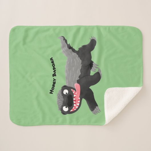 Grappig hongerige honingbadger cartoon illustratie sherpa deken (Voorkant (horizontaal))