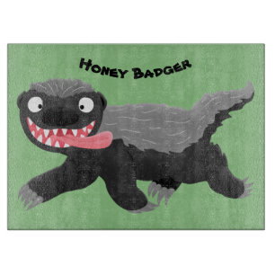 Grappig hongerige honingbadger cartoon illustratie snijplank