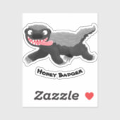 Grappig hongerige honingbadger cartoon illustratie sticker (Vel)