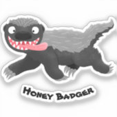 Grappig hongerige honingbadger cartoon illustratie sticker (Voorkant)