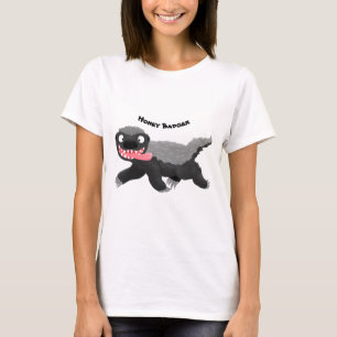 Grappig hongerige honingbadger cartoon illustratie t-shirt
