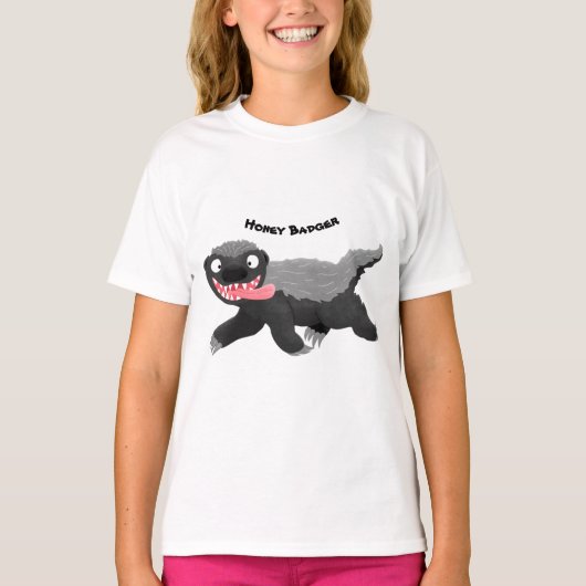 Grappig hongerige honingbadger cartoon illustratie t-shirt (Voorkant)