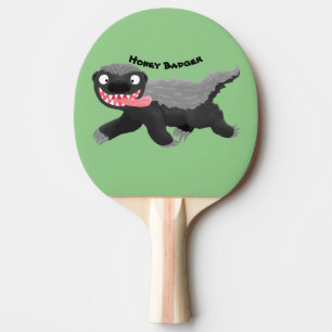 Grappig hongerige honingbadger cartoon illustratie tafeltennisbatje