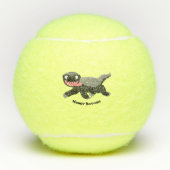 Grappig hongerige honingbadger cartoon illustratie tennisballen (Voorkant)