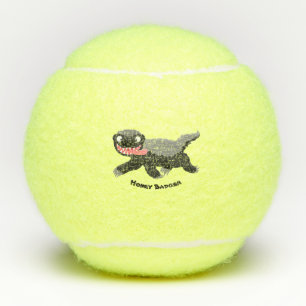 Grappig hongerige honingbadger cartoon illustratie tennisballen