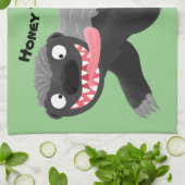 Grappig hongerige honingbadger cartoon illustratie theedoek (Gevouwen)