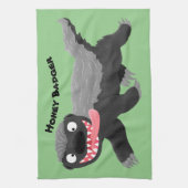 Grappig hongerige honingbadger cartoon illustratie theedoek (Verticaal)