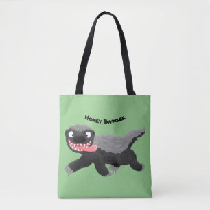 Grappig hongerige honingbadger cartoon illustratie tote bag