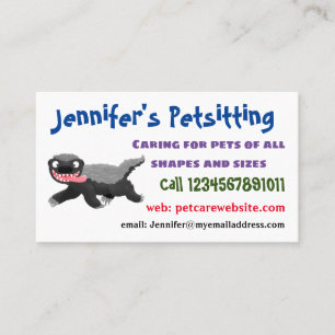 Grappig hongerige honingbadger cartoon illustratie visitekaartje