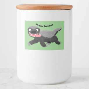 Grappig hongerige honingbadger cartoon illustratie voedselcontainer etiket